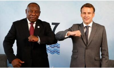 Ramaphosa and Macron at G7 2025 in Cornwall. Picture @magic828.co.za